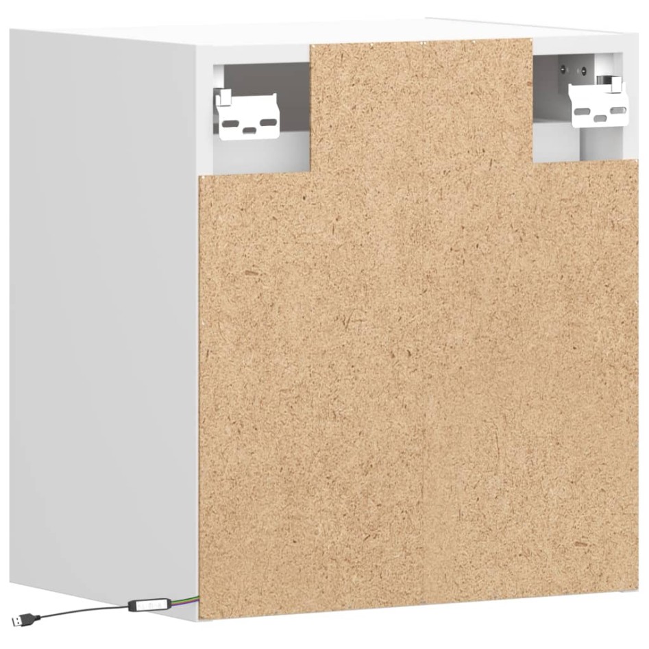 Muebles de TV de pared con luces LED 2 uds blanco 41x31x45