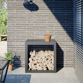 Leñero de acero gris antracita 60x40x60