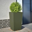 Jardinera de acero verde oliva 45x45x75 cm