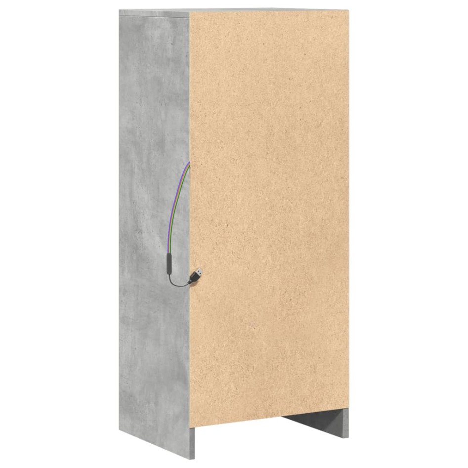 Aparador con LED madera ingeniería gris hormigón 42,5x34x100