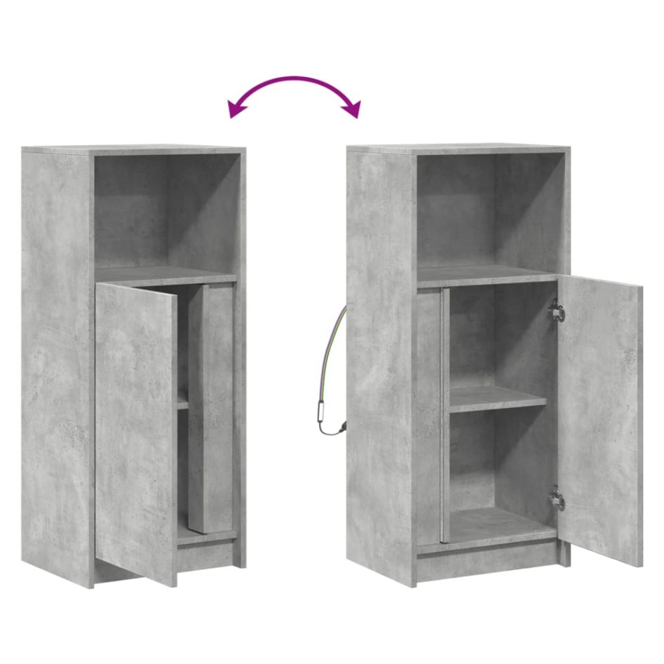 Aparador con LED madera ingeniería gris hormigón 42,5x34x100