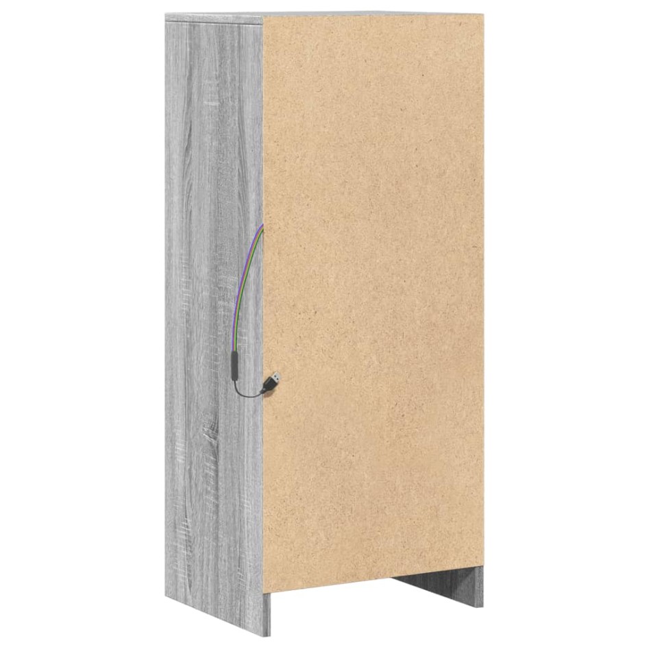 Aparador con LED madera de ingeniería gris Sonoma