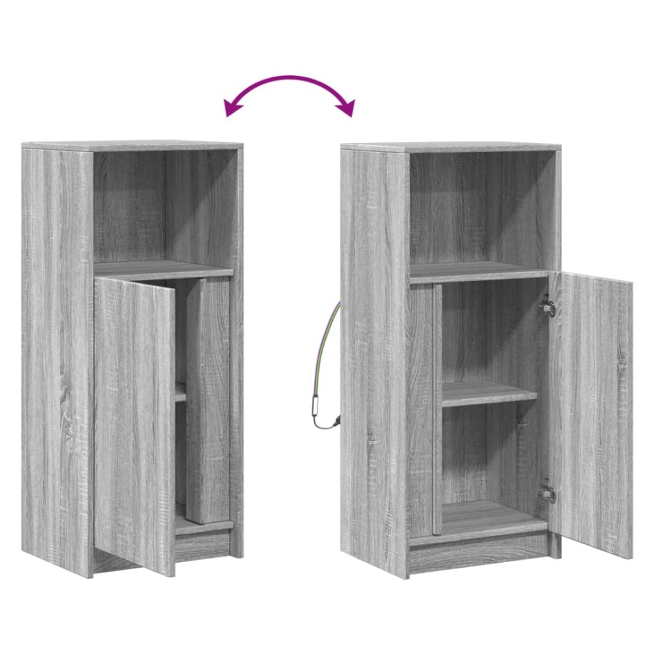 Aparador con LED madera de ingeniería gris Sonoma