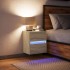 Mesita de noche de pared con luces LED roble