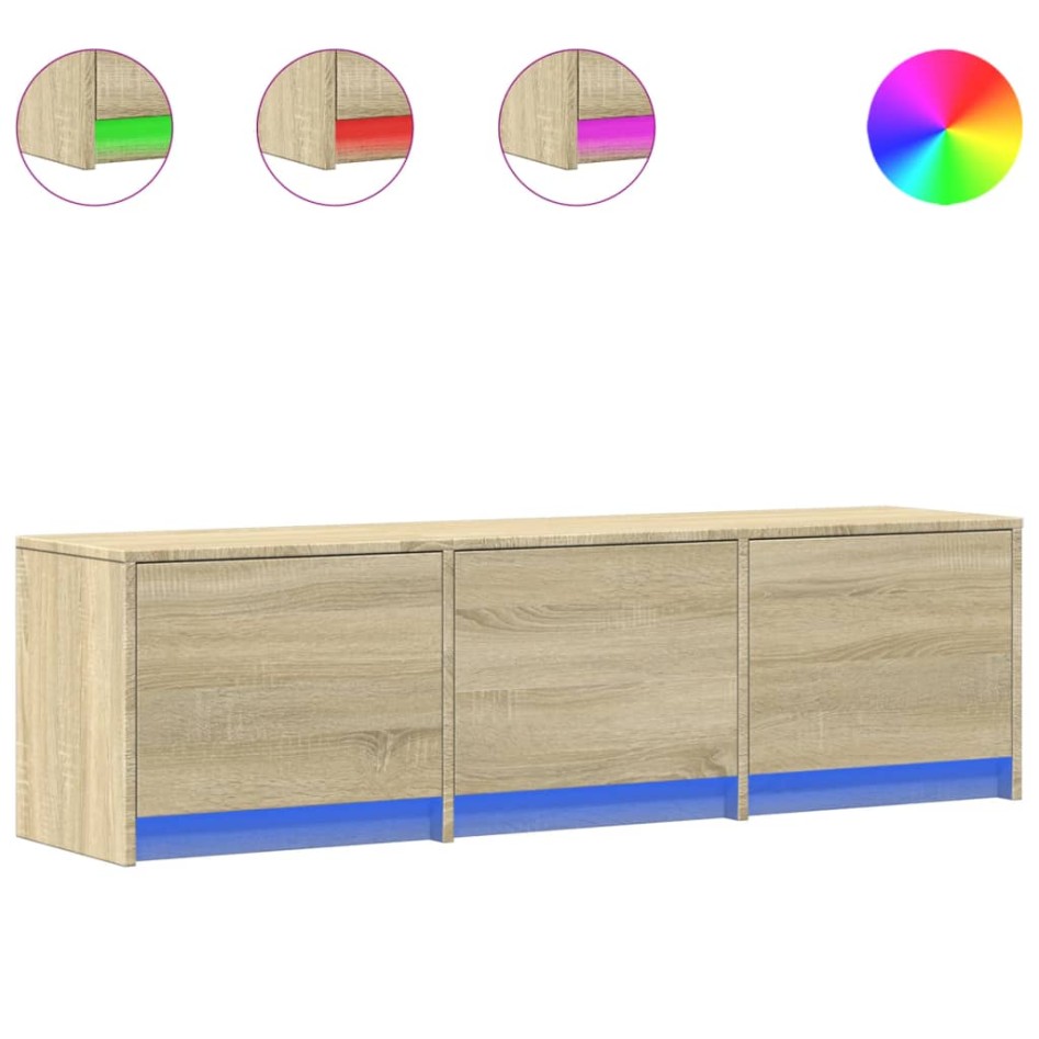 Mueble de TV LED madera de ingeniería roble Sonoma 140x34x40