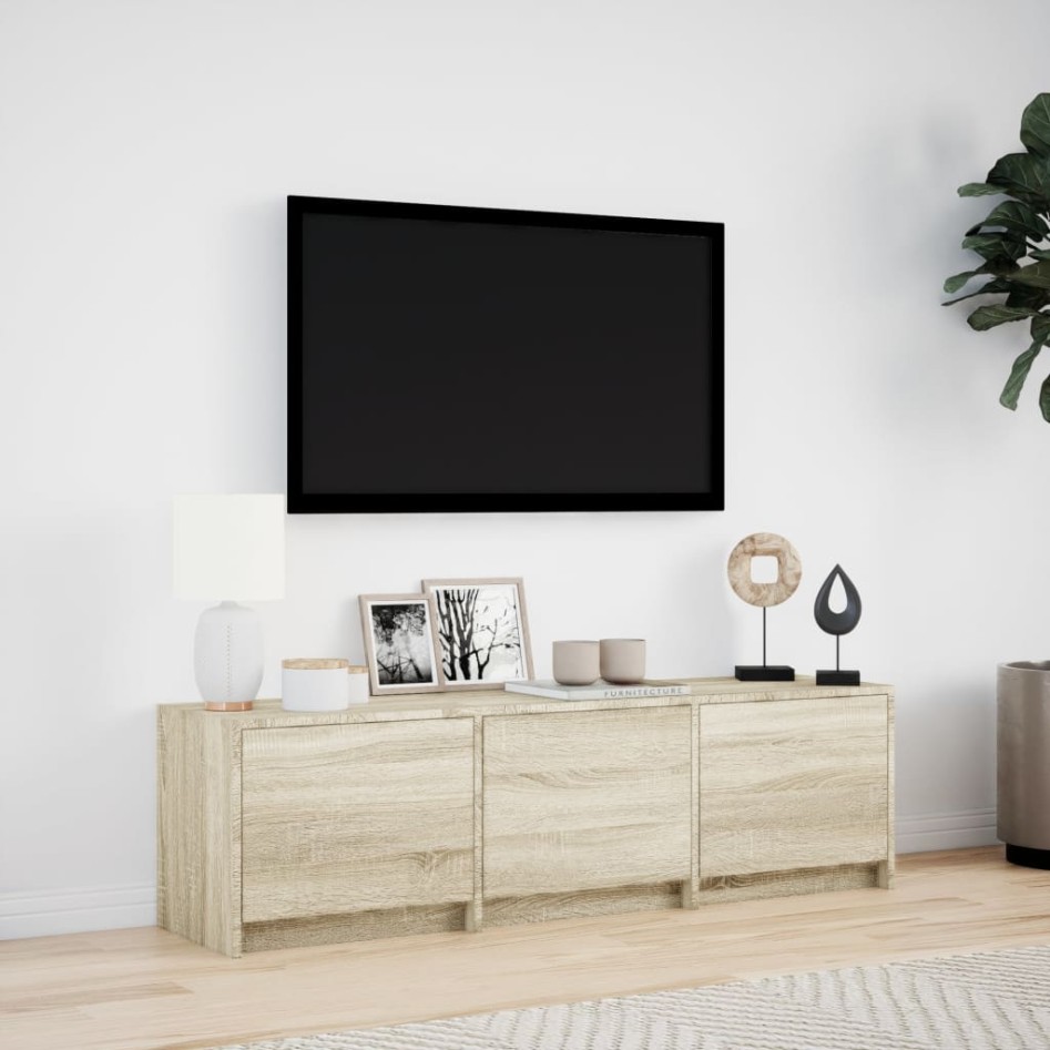 Mueble de TV LED madera de ingeniería roble Sonoma 140x34x40