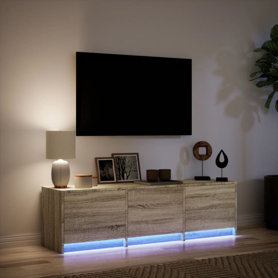 Mueble de TV LED madera de ingeniería roble Sonoma 140x34x40