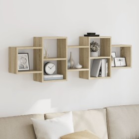 Estante de pared madera ingeniería roble Sonoma 129x18x42