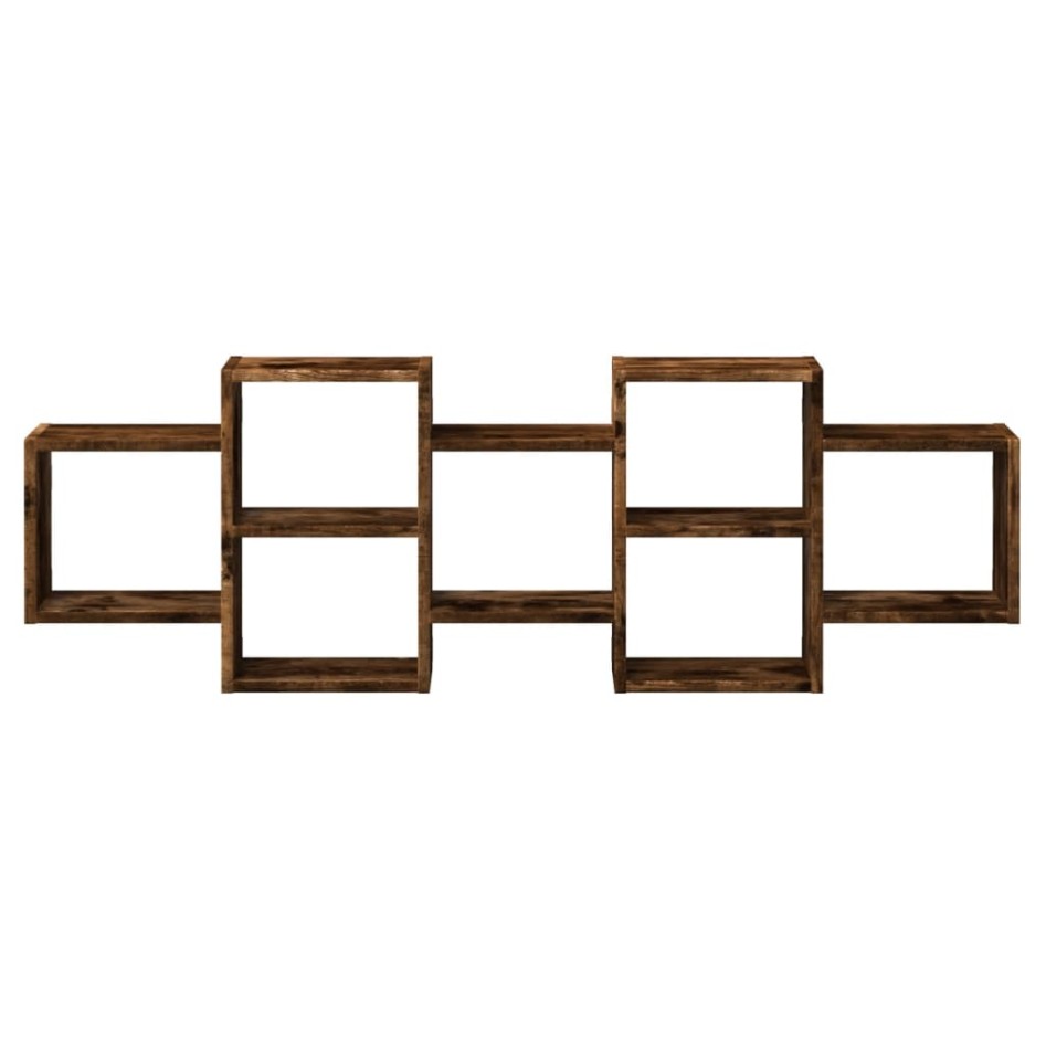 Estante de pared madera ingeniería roble ahumado 129x18x42