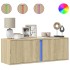 Mueble de TV de pared con luces LED roble Sonoma 100x31x35