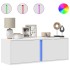 Mueble de TV de pared con luces LED blanco 100x31x35