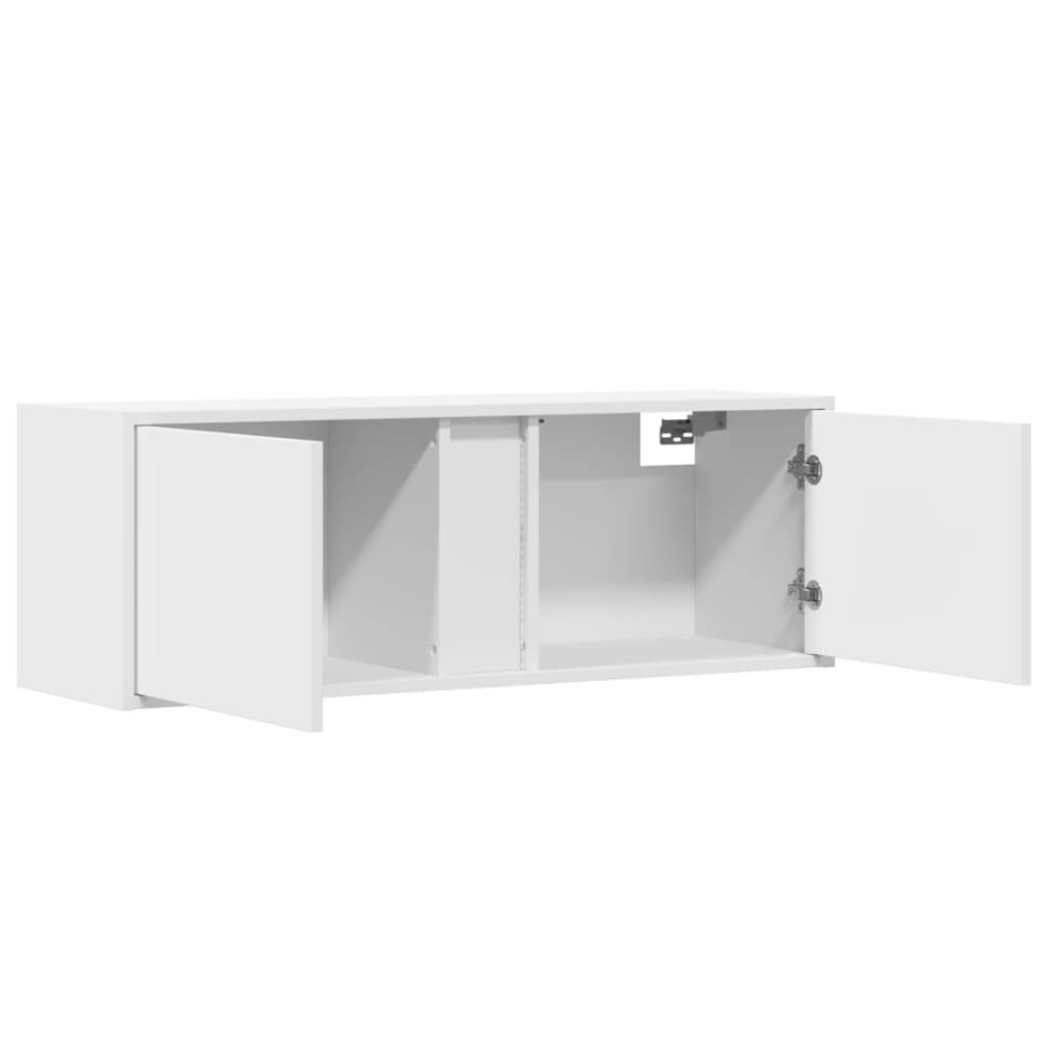 Mueble de TV de pared con luces LED blanco 100x31x35