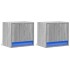 Mesitas de noche de pared con luces LED 2 unidades gris
