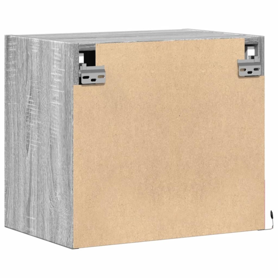 Mesitas de noche de pared con luces LED 2 unidades gris