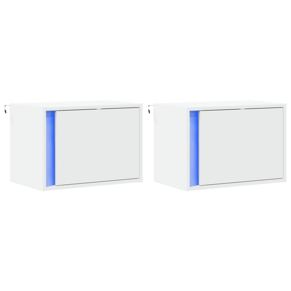 Mesitas de noche de pared con luces LED 2 unidades
