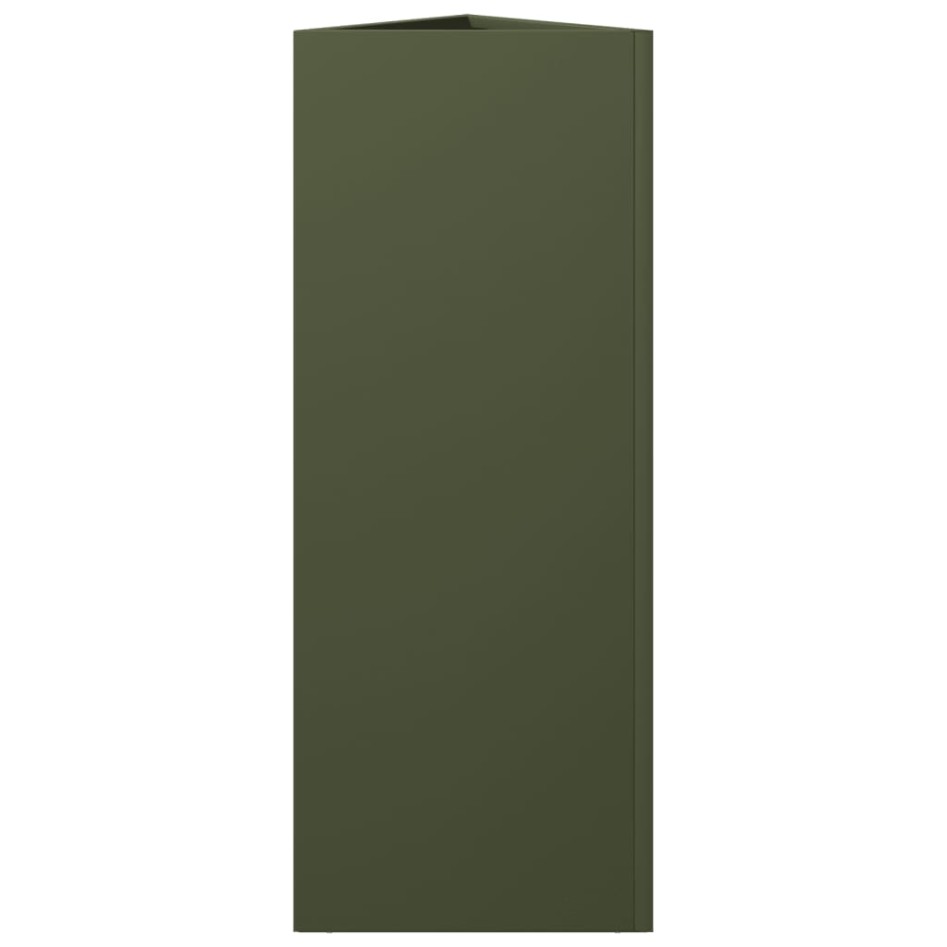 Jardinera triangular acero verde oliva 30x26x75