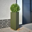 Jardinera triangular acero verde oliva 40x34,5x70 cm