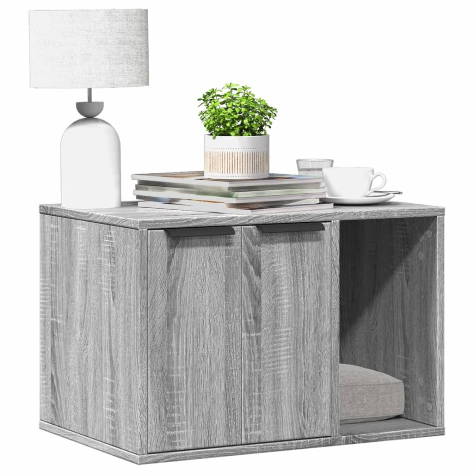 Mueble arenero para gatos madera gris Sonoma 60x40x40