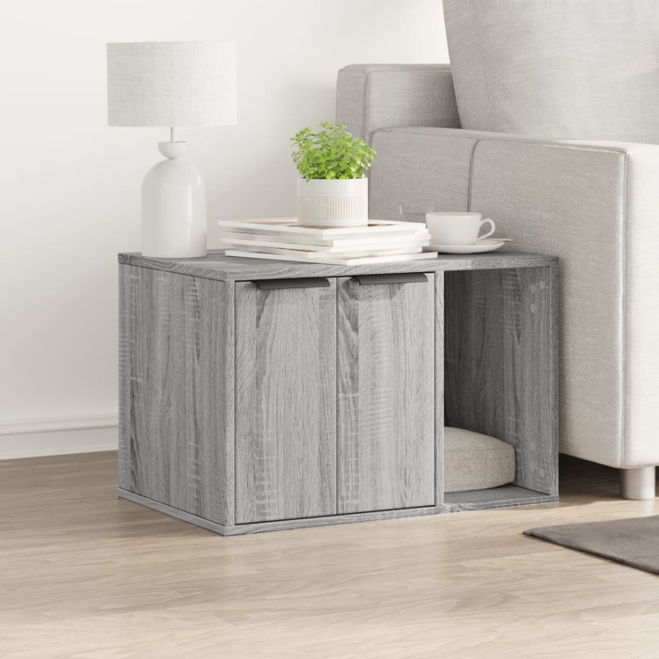 Mueble arenero para gatos madera gris Sonoma 60x40x40