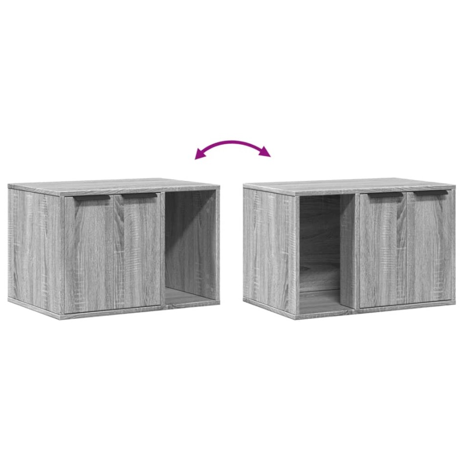 Mueble arenero para gatos madera gris Sonoma 60x40x40