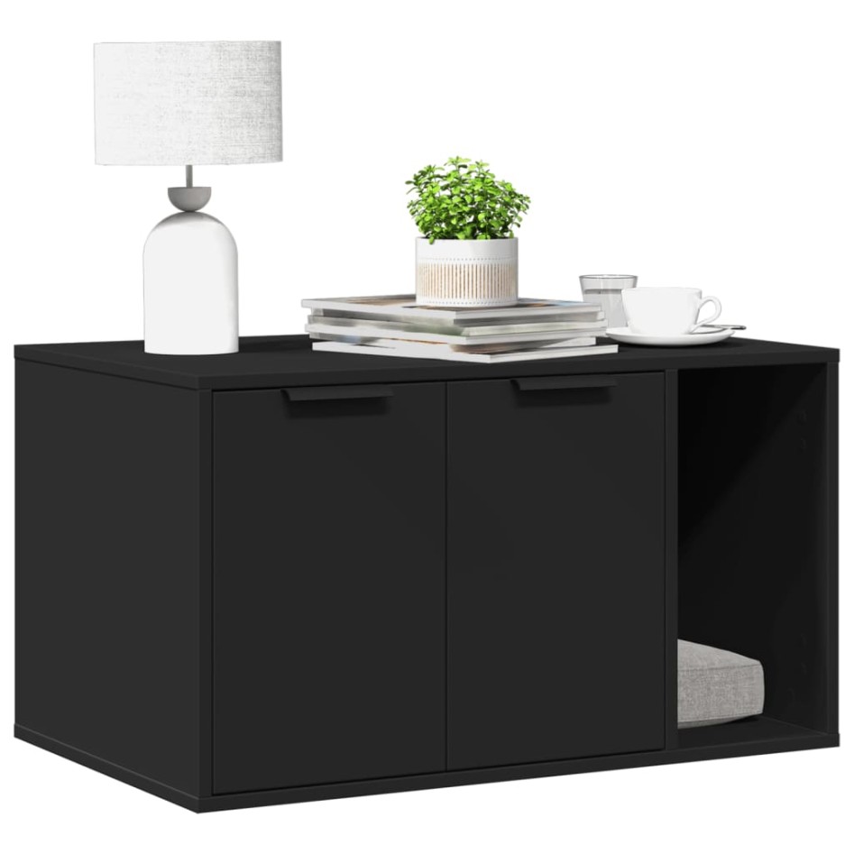 Mueble arenero para gatos madera ingeniería negro 80x50x45