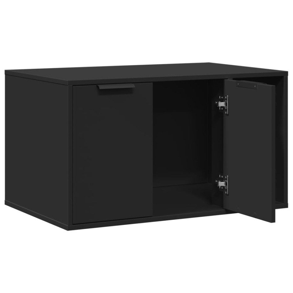 Mueble arenero para gatos madera ingeniería negro 80x50x45
