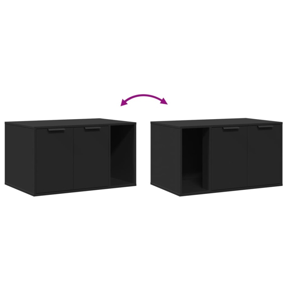 Mueble arenero para gatos madera ingeniería negro 80x50x45