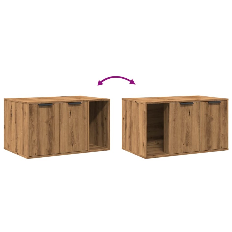 Mueble arenero para gatos madera roble artisian 80x50x45