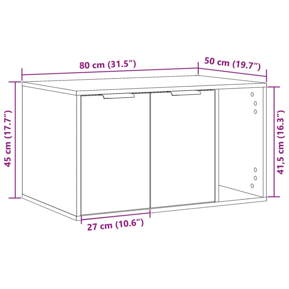 Mueble arenero para gatos madera roble artisian 80x50x45