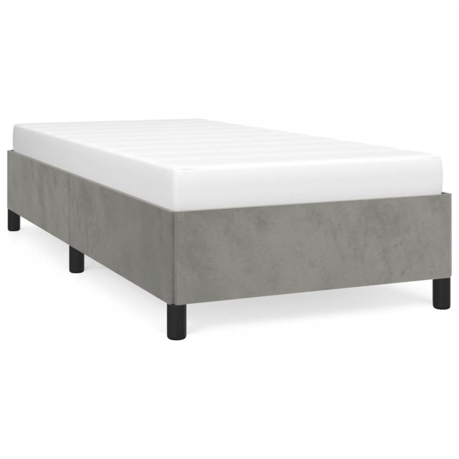Estructura de cama sin colchón terciopelo gris claro 80x200