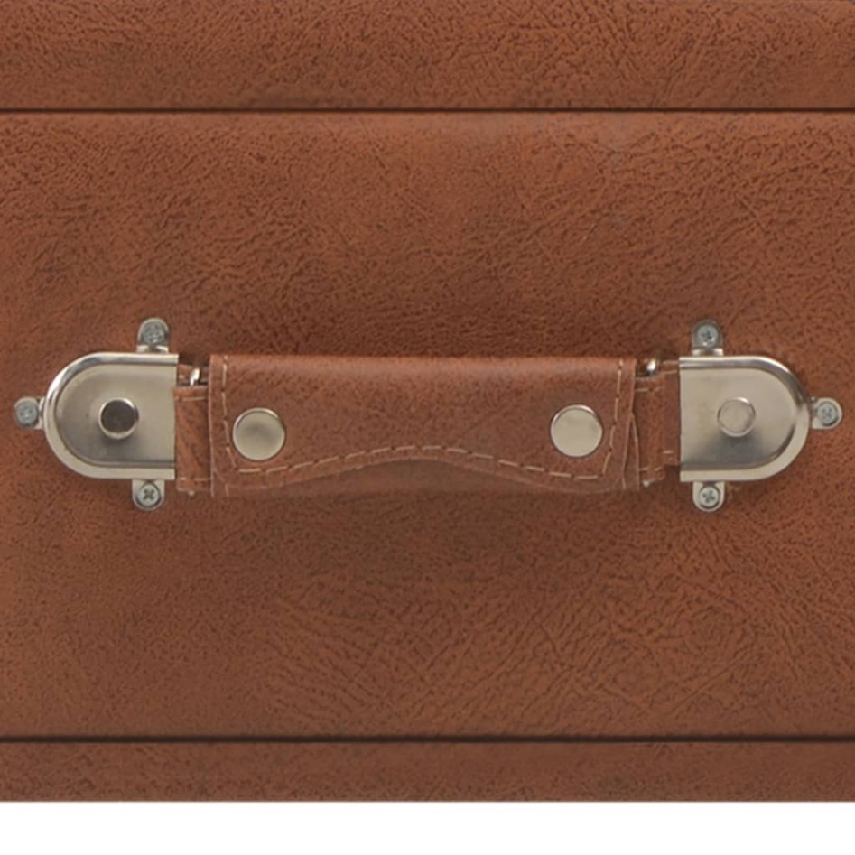 Mesa de centro de cuero sintético marrón 80x40x46