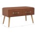 Mesa de centro de cuero sintético marrón 80x40x46