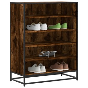 Zapatero de madera y metal roble ahumado 75x38x97,5