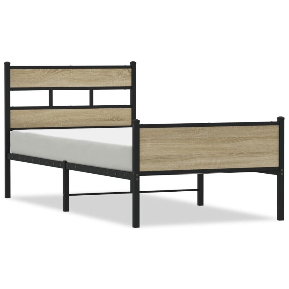 Estructura de cama sin colchón madera roble Sonoma 75x190