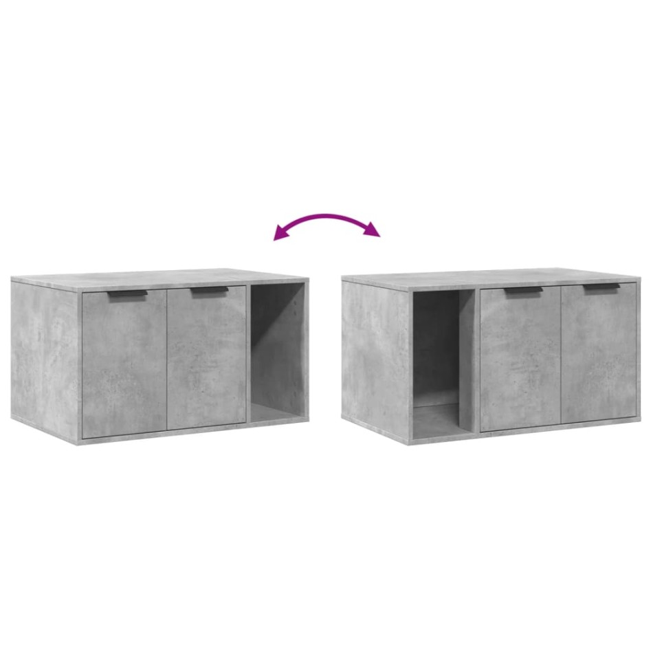 Mueble arenero para gatos madera gris hormigón 80x50x45