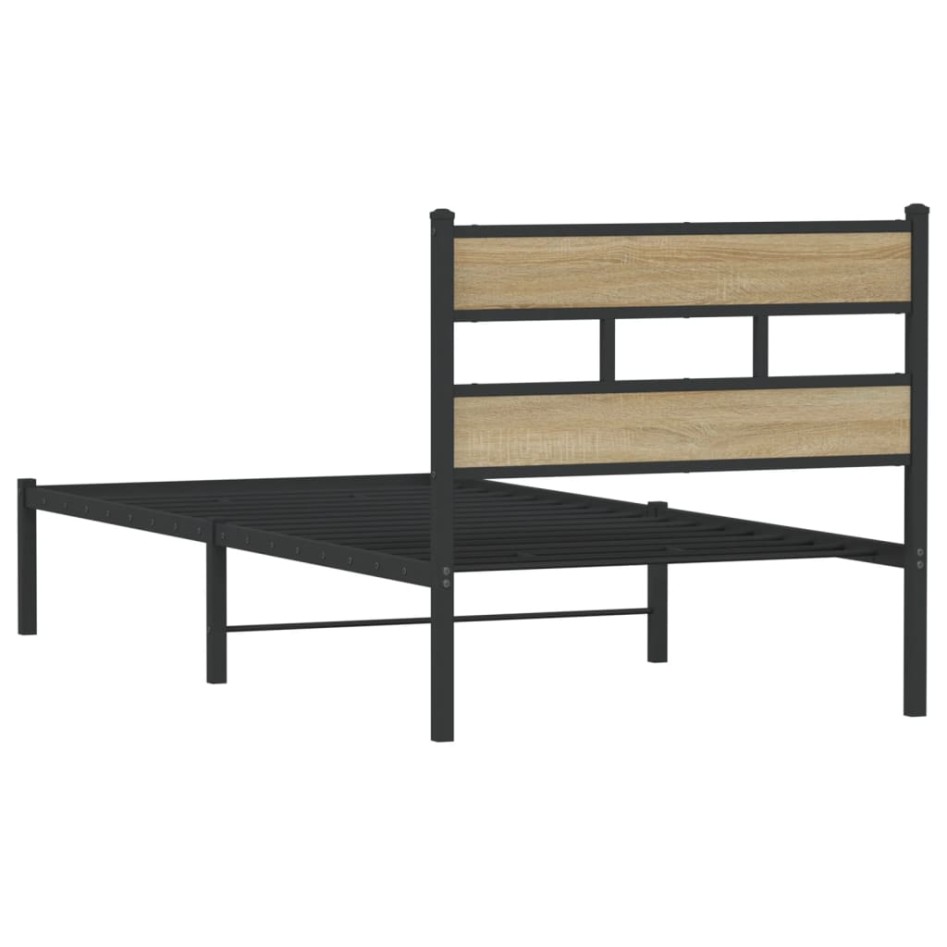 Estructura de cama sin colchón metal roble Sonoma 90x200