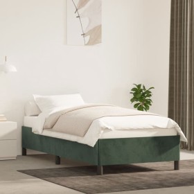 Estructura de cama sin colchón terciopelo verde oscuro