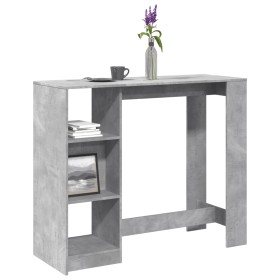 Mesa bar con estante madera gris hormigón 124x46x103,5