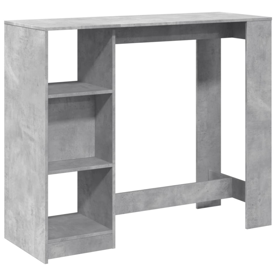 Mesa bar con estante madera gris hormigón 124x46x103,5