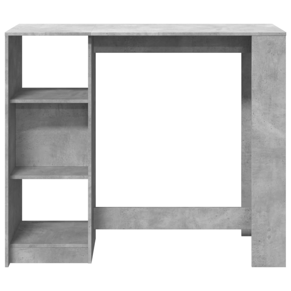 Mesa bar con estante madera gris hormigón 124x46x103,5