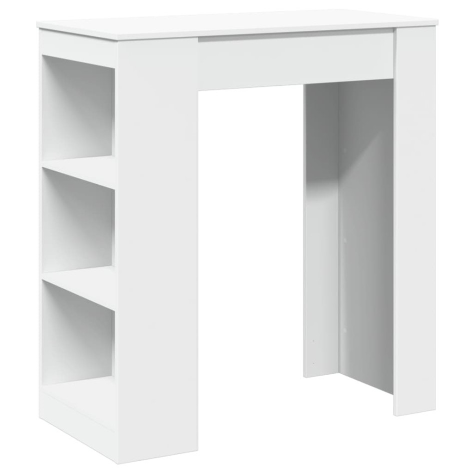 Mesa alta con estantes madera ingeniería blanca 95x47x103,5
