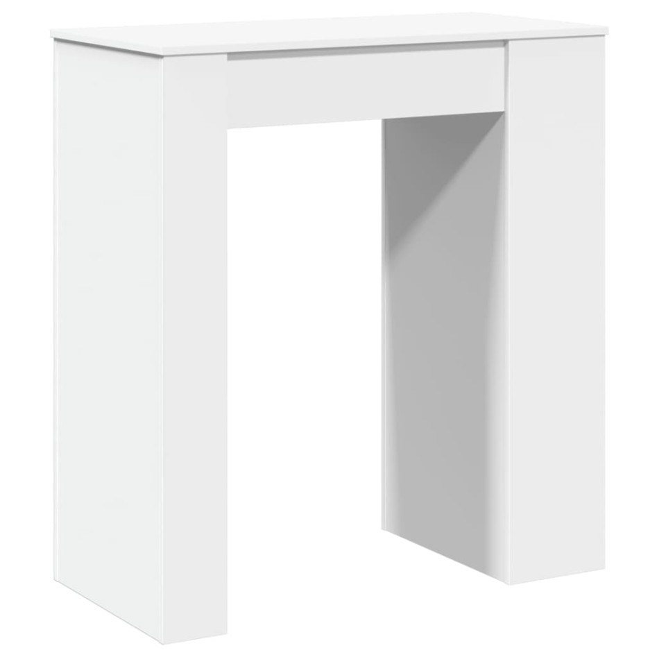 Mesa alta con estantes madera ingeniería blanca 95x47x103,5
