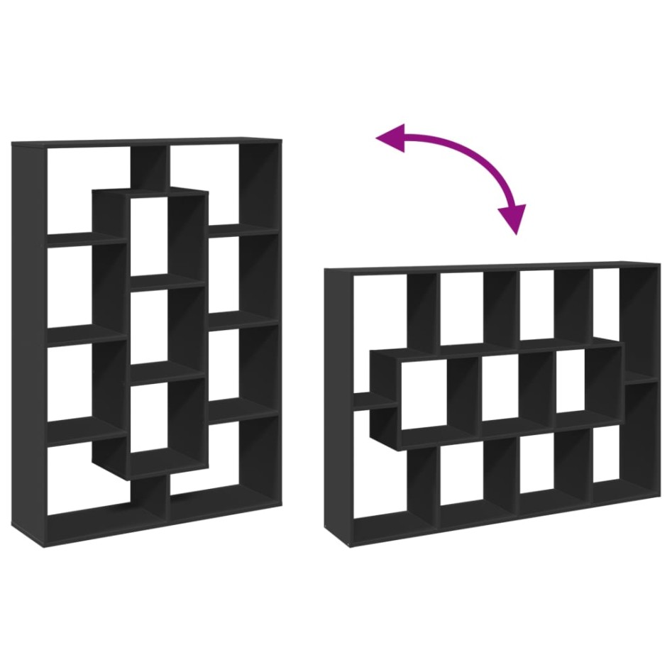 Estantería de madera de ingeniería negra 80x31x169