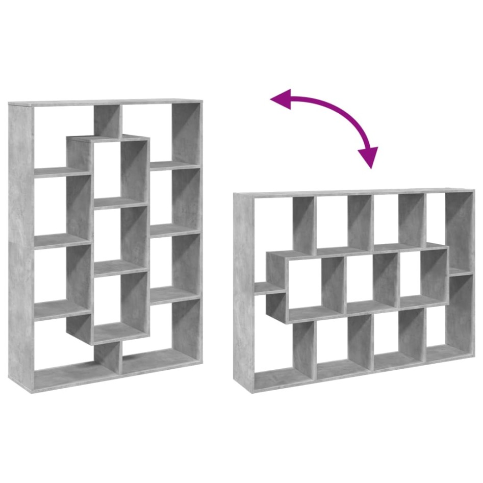 Estantería de madera de ingeniería gris hormigón 102x29x143