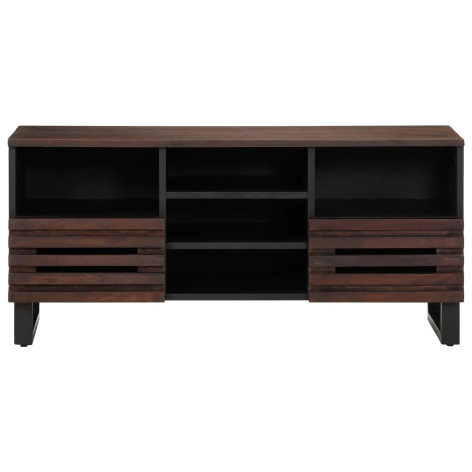 Mueble de TV madera maciza mango marrón 100x34x46