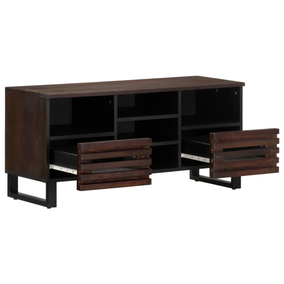 Mueble de TV madera maciza mango marrón 100x34x46