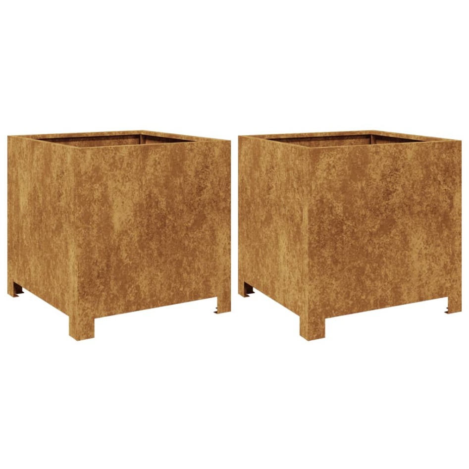 Jardineras 2 unidades acero oxidado 40x40x40