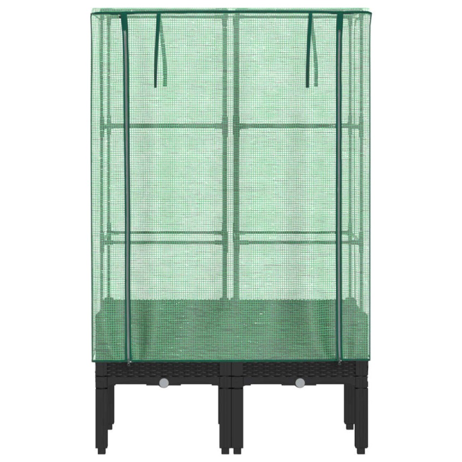 Arriate con cubierta invernadero aspecto ratán 80x40x140