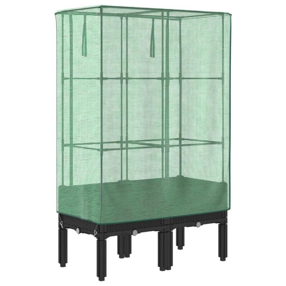 Arriate con cubierta invernadero aspecto ratán 80x40x140