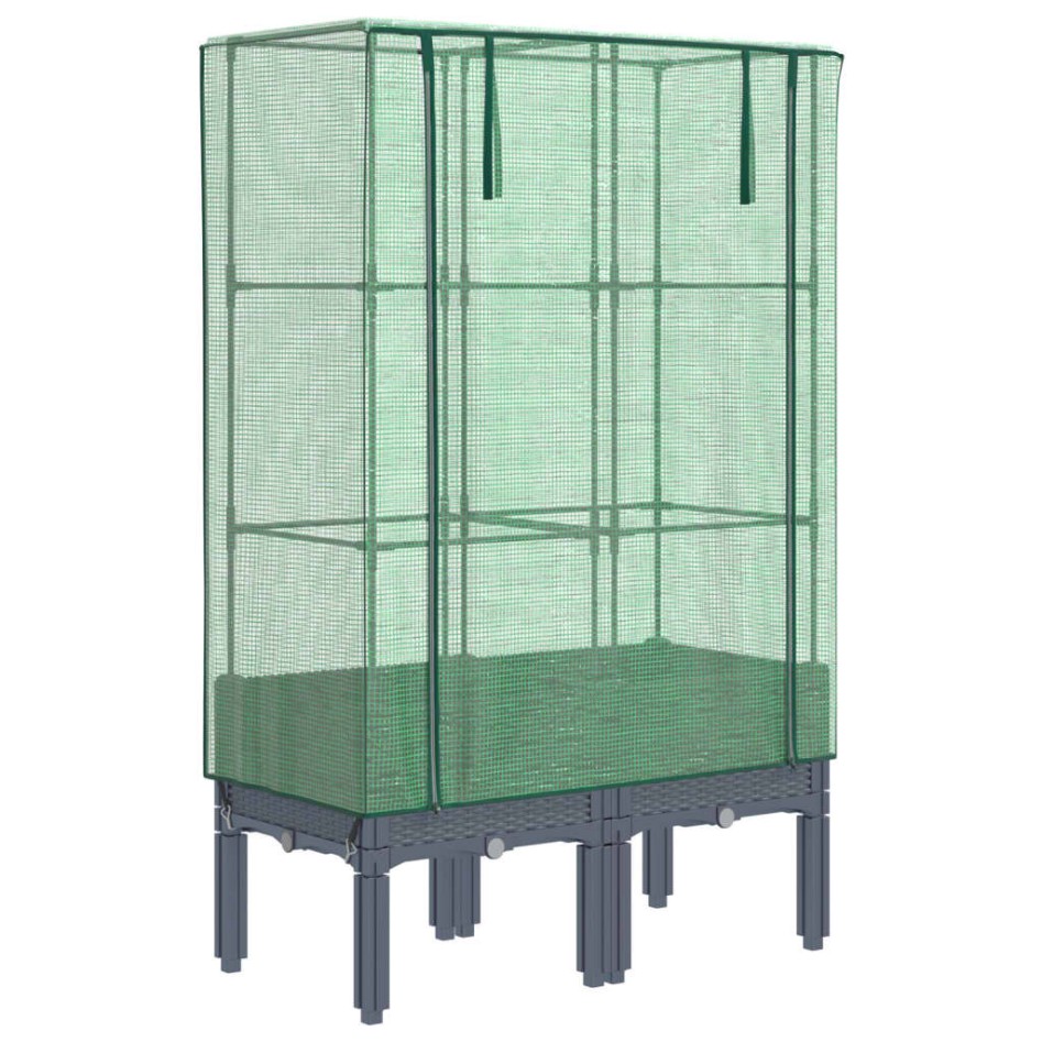 Arriate con cubierta invernadero aspecto ratán 80x40x140